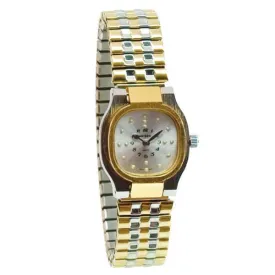 Reizen Ladies and Mens Two Tone-Square Braille Watch-Exp Band