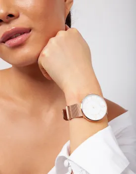 Rose Gold Classic Mesh Strap Watch