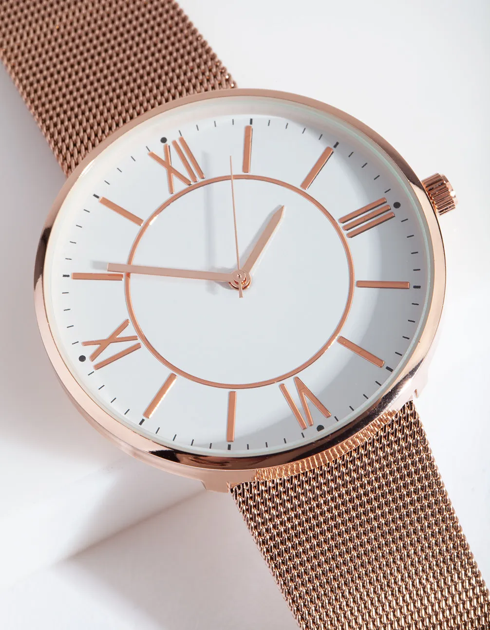 Rose Gold Classic Mesh Strap Watch