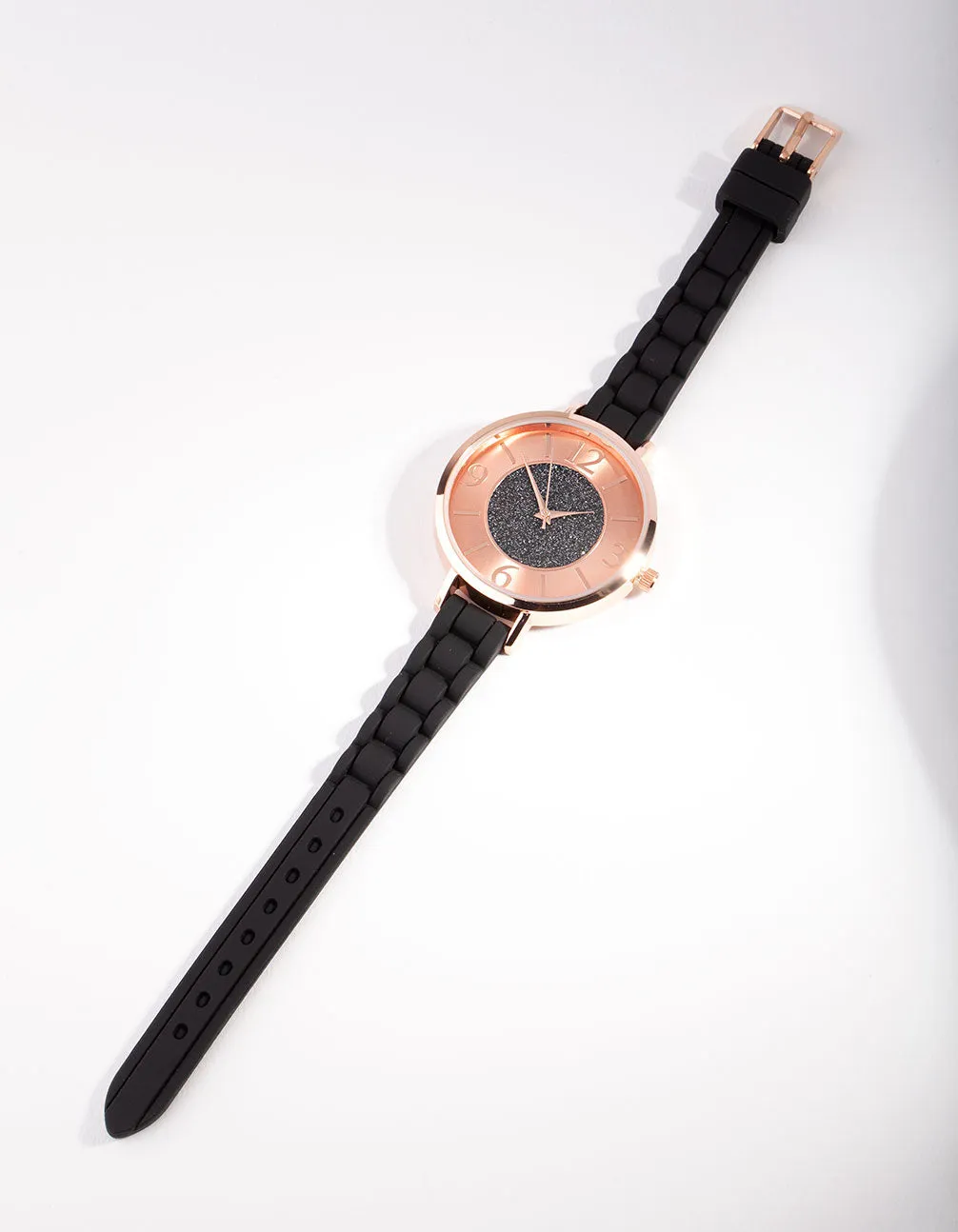 Rose Gold Glitter Face Silicone Watch