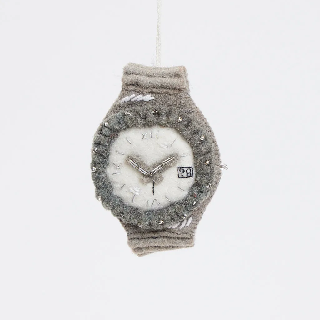 Silver Watch Timepiece Ornament