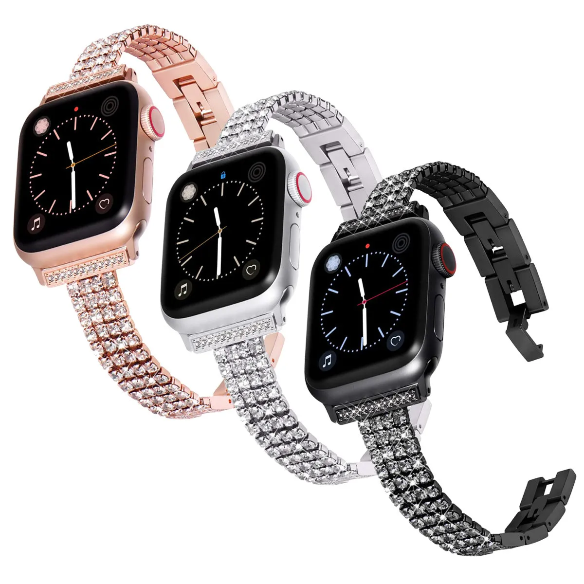 Slim Metal Band for Apple Watch Bling Diamond Rows