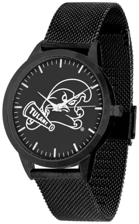 Tulane Green Wave Statement Mesh Band Unisex Watch - Black - Black Dial