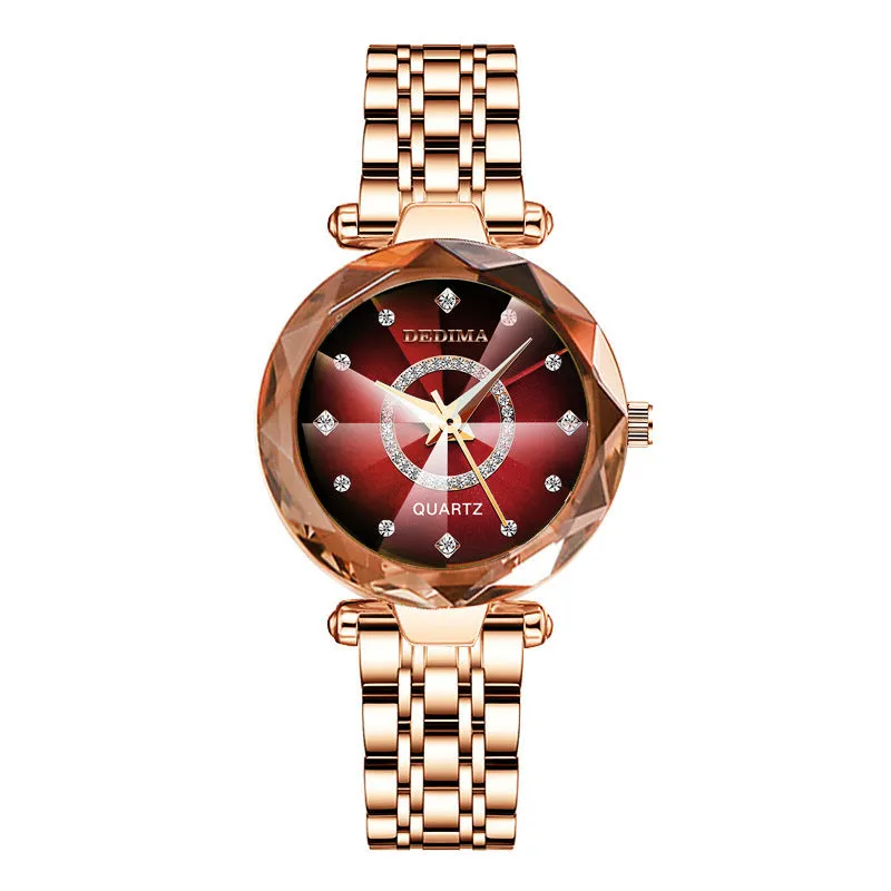 Women Ladies Luxury Brand Crystal Diamond Quartz Watch Stainless Steel Waterproof Watch;