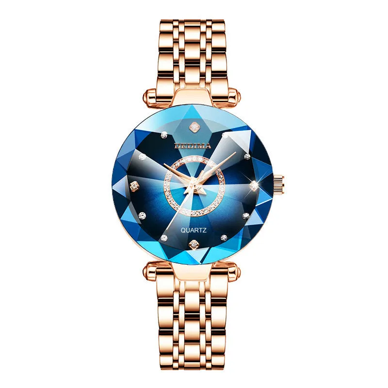 Women Ladies Luxury Brand Crystal Diamond Quartz Watch Stainless Steel Waterproof Watch;