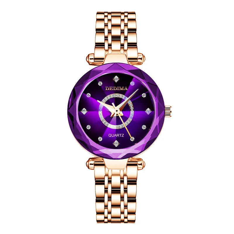 Women Ladies Luxury Brand Crystal Diamond Quartz Watch Stainless Steel Waterproof Watch;